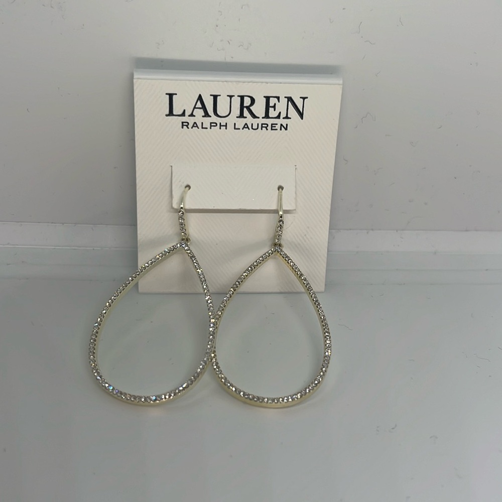 Ralph Lauren silver hoop, sparkle dangling, beautiful earrings